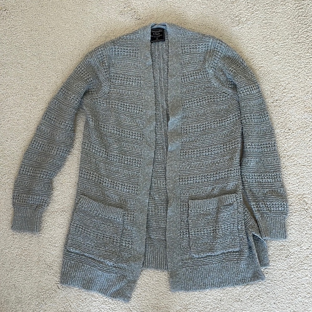 Abercrombie & Fitch Gray Open Cardigan with Pockets XS